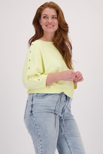 Le devant de Pull jaune à manches 3/4 de Yest Curve pour Femmes