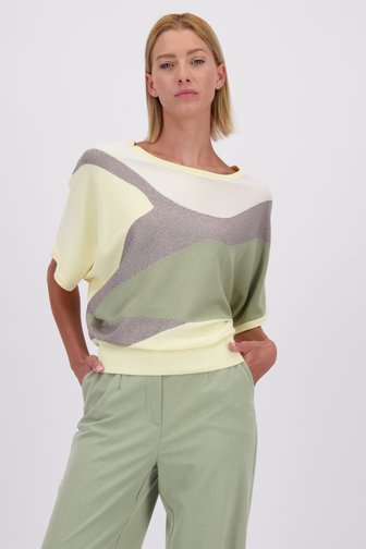 Le devant de Pull jaune clair avec paillettes  de D'Auvry pour Femmes