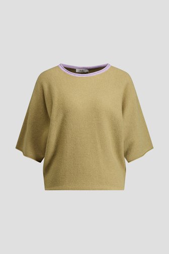 Le devant de Pull jaune ocre à manches 3/4 de Libelle pour Femmes