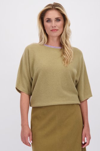 Le devant de Pull jaune ocre à manches 3/4 de Libelle pour Femmes