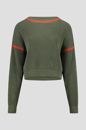 Pull kaki avec détails orange de AC by Annelien Coorevits pour Femmes
