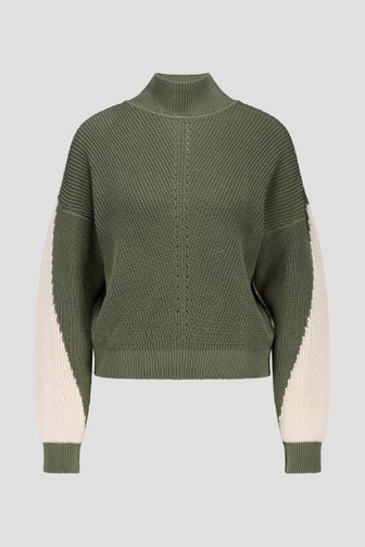 Le devant de Pull kaki avec manches écru de AC by Annelien Coorevits pour Femmes