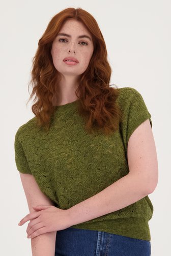 Pull kaki avec motif ajouré de Libelle pour Femmes
