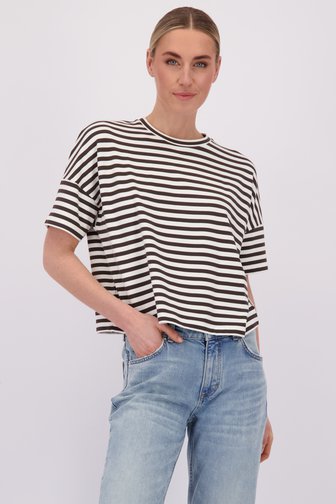 Le devant de Pull léger à rayures écru et brun de Marc O'Polo pour Femmes