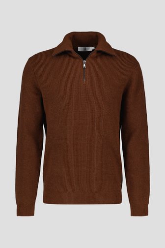 Pull marron à col montant de Upper East pour Hommes