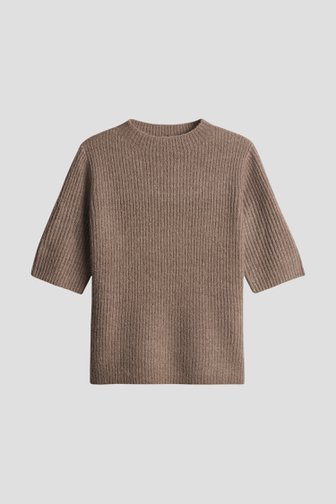 Le devant de Pull marron à manches courtes de Opus pour Femmes