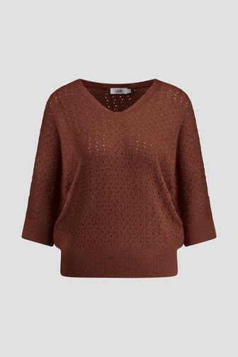 Le devant de Pull marron à manches trois-quarts de Libelle pour Femmes