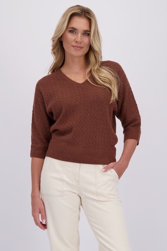 Le devant de Pull marron à manches trois-quarts de Libelle pour Femmes