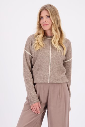 Le devant de Pull marron à rayure pailletée de Libelle pour Femmes