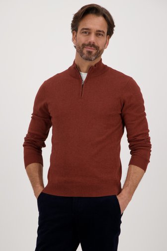 Pull marron avec fermeture éclair courte, male, Marque: Dansaert Blue