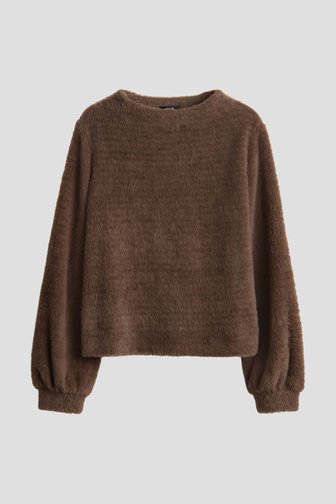 Le devant de Pull marron en tissu teddy de Opus pour Femmes