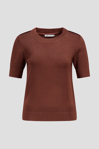 Pull marron foncé à col rond et manches courtes de D'Auvry pour Femmes