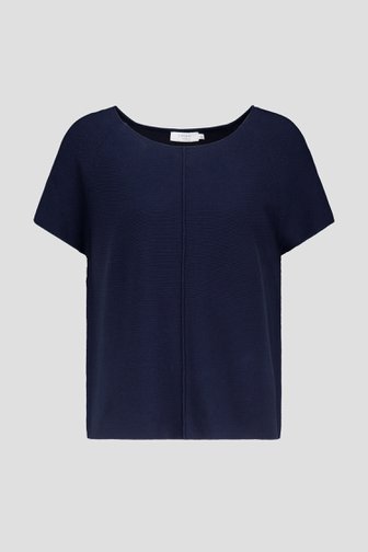Pull navy tricot à manches courtes de Liberty Island pour Femmes
