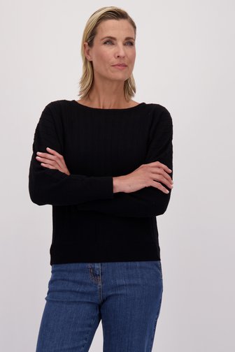 Le devant de Pull noir à texture structurée de Claude Arielle pour Femmes