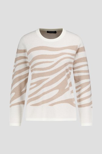 Pull-over écru à rayures beiges de Signature pour Femmes