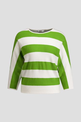 Le devant de Pull rayé blanc et vert de Libelle pour Femmes