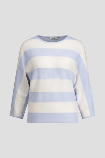 Le devant de Pull rayé bleu clair et blanc de Libelle pour Femmes