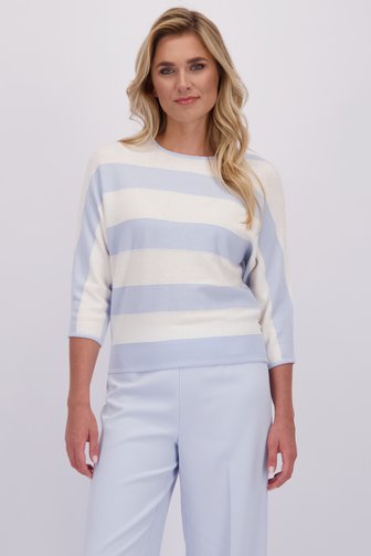 Le devant de Pull rayé bleu clair et blanc de Libelle pour Femmes
