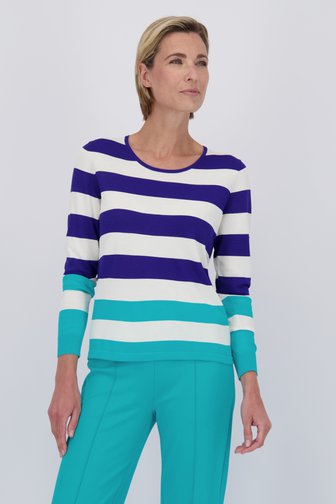 Le devant de Pull rayé bleu de Claude Arielle pour Femmes