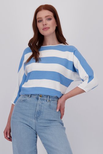 Pull rayé bleu et blanc à manches 3/4 de Libelle pour Femmes