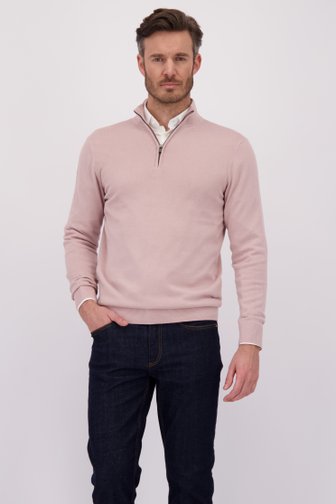 Le devant de Pull rose à col zippé – Slim fit de Michaelis pour Hommes