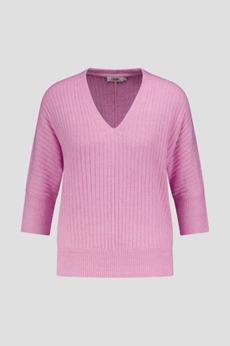 Le devant de Pull rose à manches trois-quarts de Libelle pour Femmes