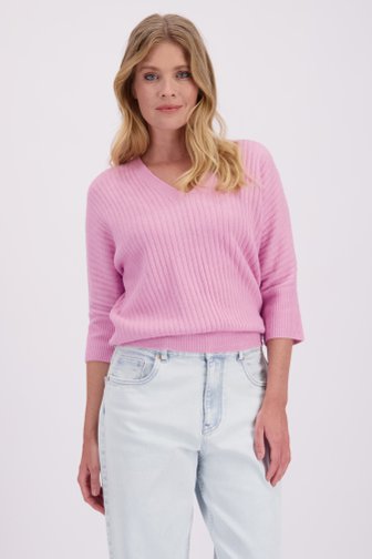 Le devant de Pull rose à manches trois-quarts de Libelle pour Femmes
