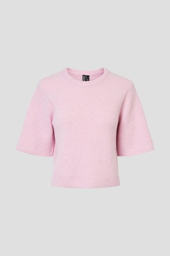 Le devant de Pull rose chiné avec laine de Pieces pour Femmes