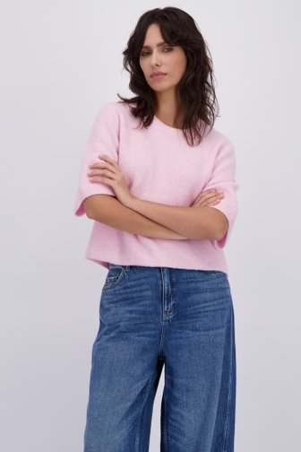 Le devant de Pull rose chiné avec laine de Pieces pour Femmes