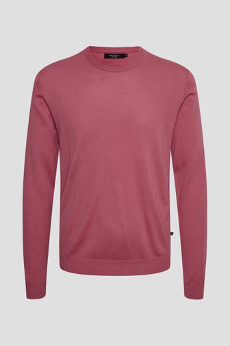 Photo produit 1 de Pull rose en laine mérinos à col rond de Matinique pour Hommes