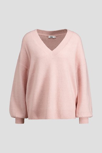 Le devant de Pull rose en maille de Louise pour Femmes