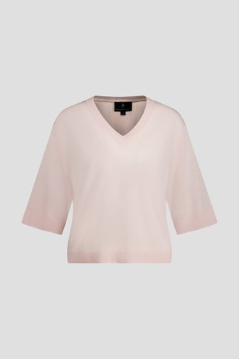 Le devant de Pull rose pâle à manches courtes de AC by Annelien Coorevits pour Femmes