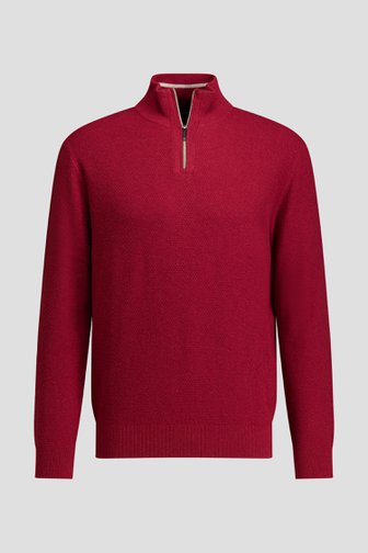 Le devant de Pull rouge à col zippé de Dansaert Blue pour Hommes