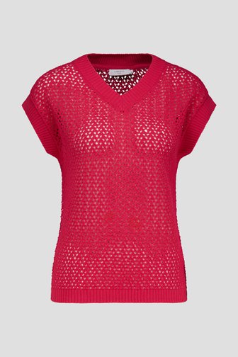 Pull rouge à motief ajouré et manches courtes de Liberty Island pour Femmes