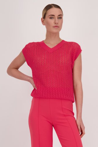 Pull rouge à motief ajouré et manches courtes de Liberty Island pour Femmes