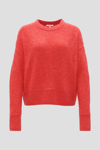 Le devant de Pull rouge avec laine et mohair de Opus pour Femmes