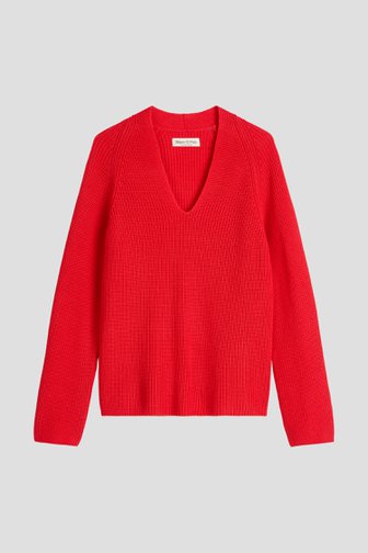 Le devant de Pull rouge en maille à encolure ronde de Marc O'Polo pour Femmes