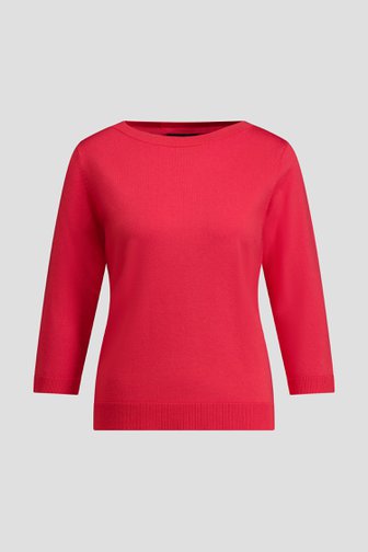 Le devant de Pull rouge finement tricoté de Claude Arielle pour Femmes