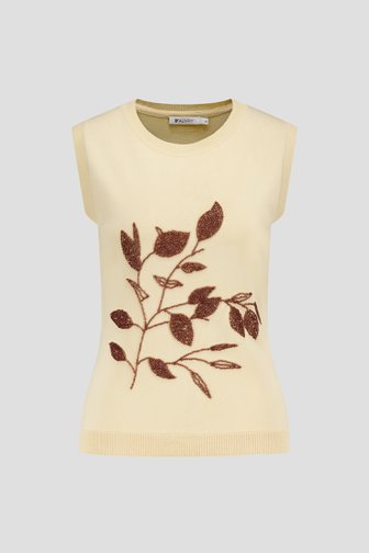 Pull sans manches beige clair avec boutons perlés de D'Auvry pour Femmes