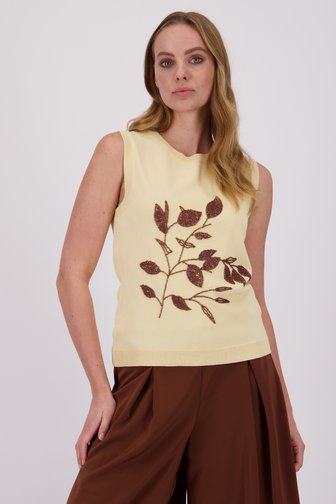 Pull sans manches beige clair avec boutons perlés de D'Auvry pour Femmes