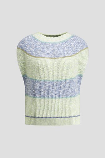 Photo produit 1 de Pull sans manches tricoté bleu clair et vert lime de Libelle pour Femmes