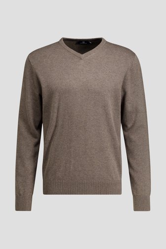 Le devant de Pull taupe avec col en V de Dansaert Blue pour Hommes