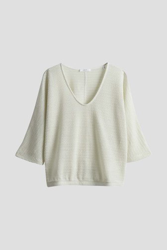 Pull tricot vert-blanc avec manches chauve-souris de Opus pour Femmes
