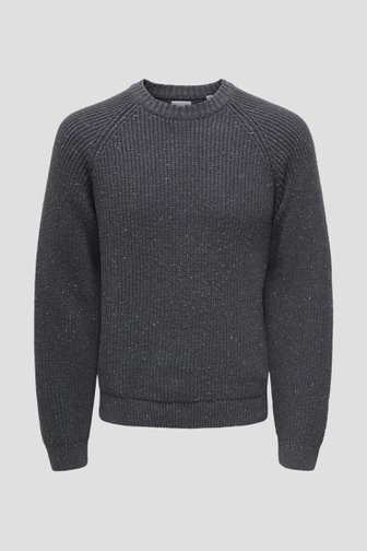 Le devant de Pull tricoté noir de Only & Sons pour Hommes