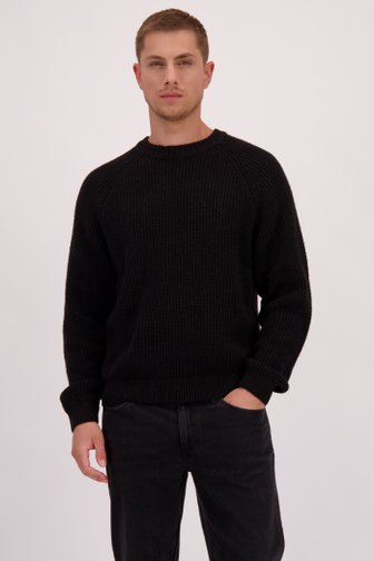 Le devant de Pull tricoté noir de Only & Sons pour Hommes