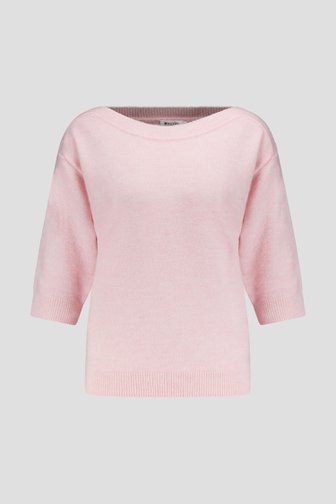 Le devant de Pull tricoté rose pâle à manches 3/4 de D'Auvry pour Femmes