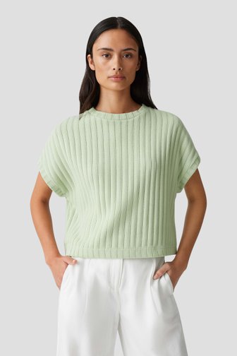 Pull tricoté vert clair à manches courtes de Opus pour Femmes