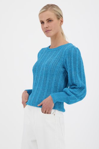 Pull turquoise en tricot fin  de Louise pour Femmes