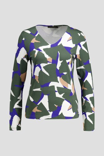 Photo produit 1 de Pull vert à imprimé abstrait violet et blanc de Claude Arielle pour Femmes