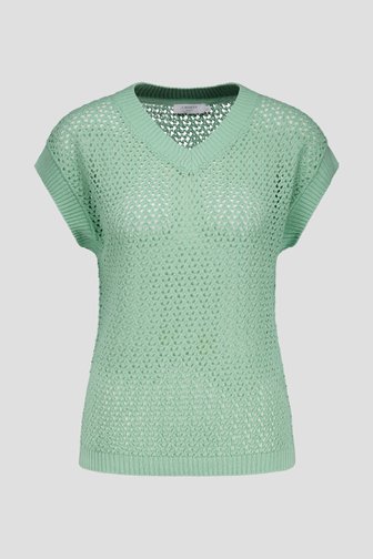 Pull vert à motief ajouré et manches courtes de Liberty Island pour Femmes